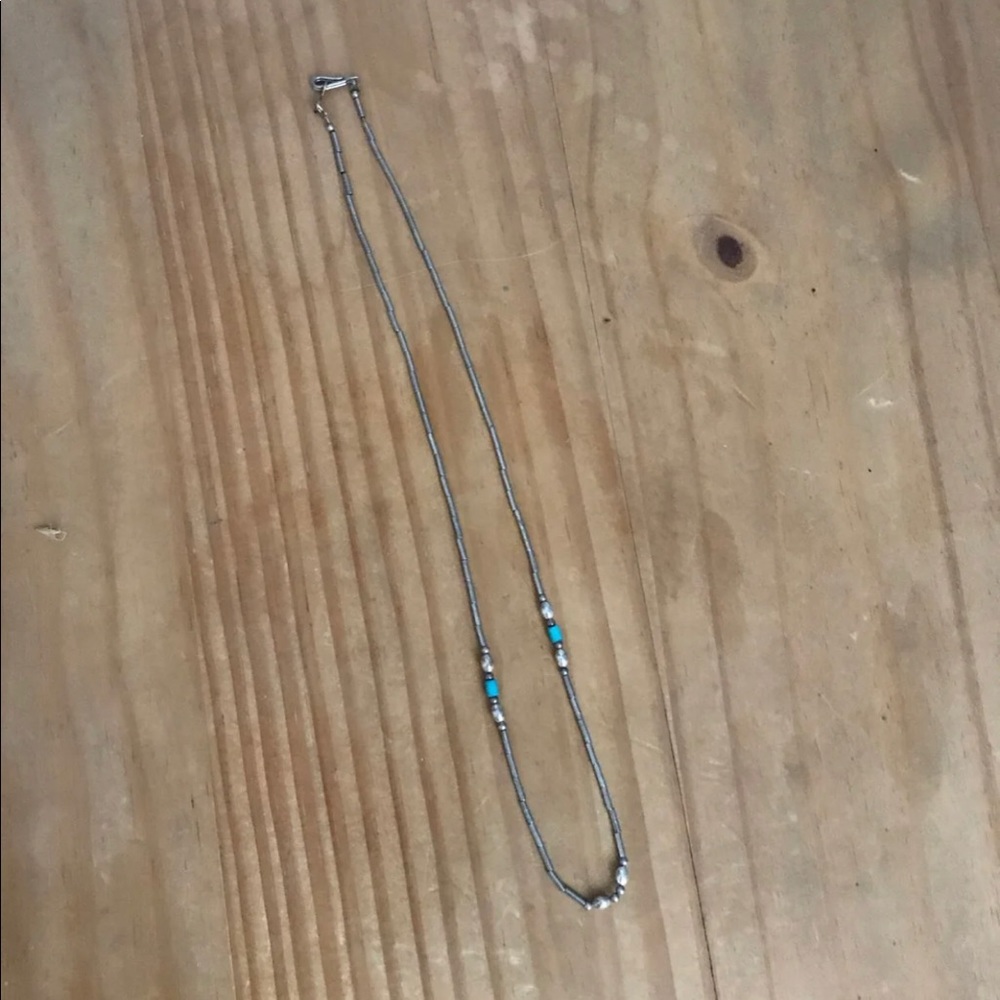 Old sterling liquid silver and turquoise necklace